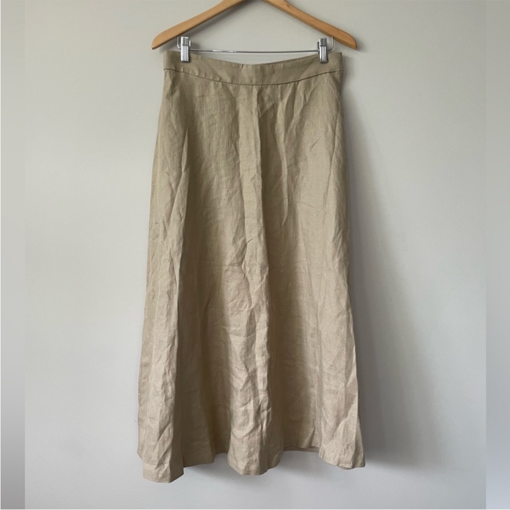 Massimo Dutti 100% linen maxi skirt, cream camel color, size 8